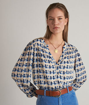 Picture of ELSA CREAM PRINTED VISCOSE BLOUSE